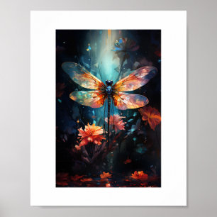 Affiche Fleur de libellules - Verre tendu