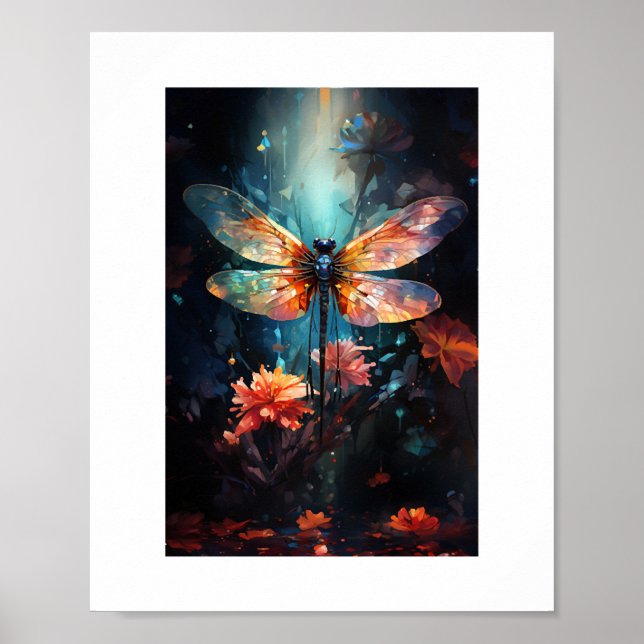 Affiche Fleur de libellules - Verre tendu (Devant)