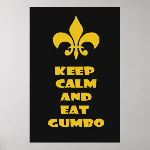 Affiche Fleur de Lis Conserver Calme Manger Gumbo Black Go