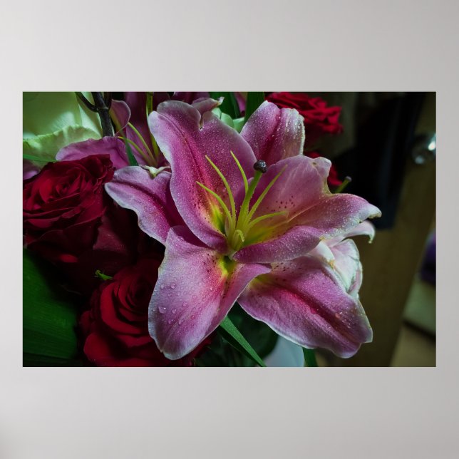 AFFICHE FLEUR DE LIS ROSE (Devant)