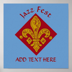 Affiche Fleur De Lis Rouge, Fête De Jazz