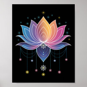 Affiche Fleur de lotus arc-en-ciel bohème Yoga Fleur de lo