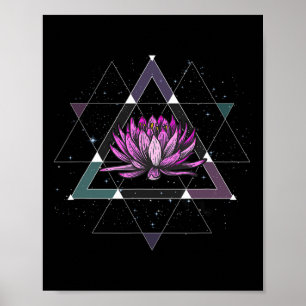 Affiche Fleur de Lotus Géométrie Sacrée Yoga Méditation Sp