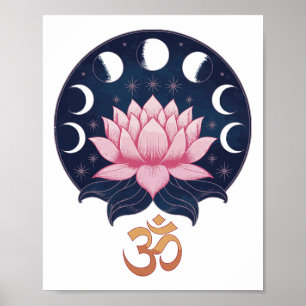 Affiche Fleur de Lotus Phases Lunaires Zen Amoureux de Yog