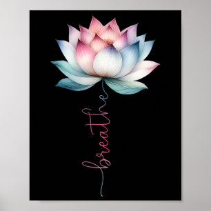 Affiche Fleur de Lotus Respirer Méditation Hippie Mystique