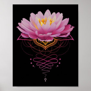 Affiche Fleur de Lotus Spirituelle Unalome Méditation Zen