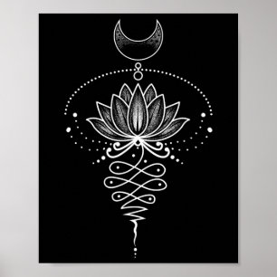 Affiche Fleur de lotus spirituelle Unalome Zen Méditation