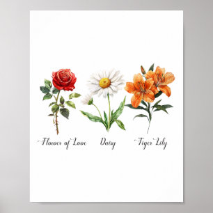 Affiche Fleur de love daisy subtile florale anti-Trump Tig