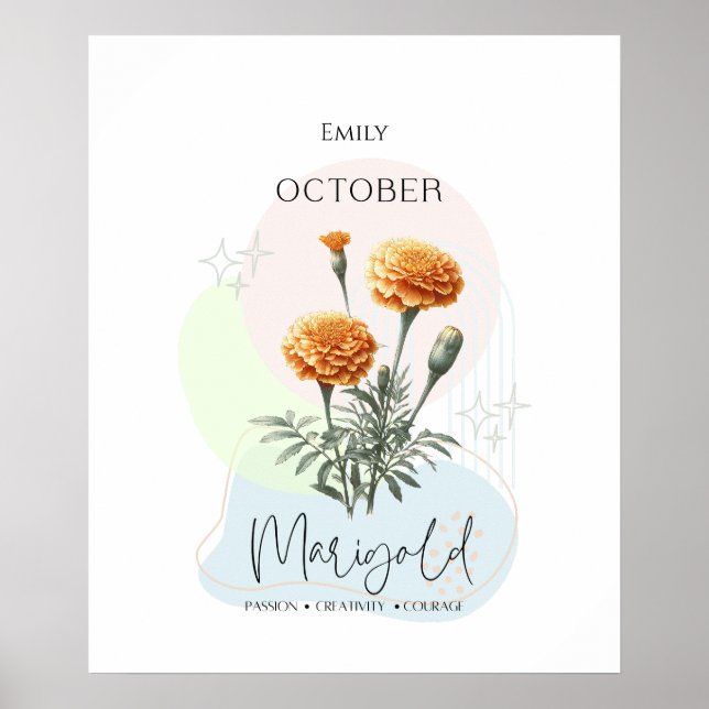 Affiche Fleur de naissance de Marigold pour octobre (Devant)