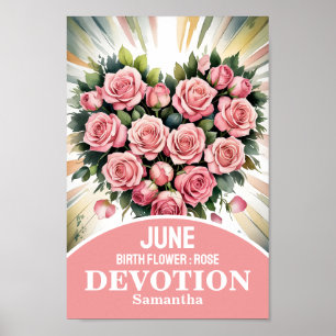Affiche Fleur de naissance du mois de juin Art de nurserie