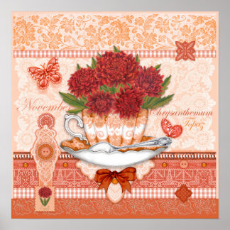 Affiche Fleur de naissance et pierre précieuse de Novembre