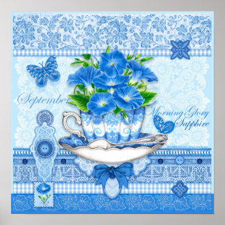 Affiche Fleur de naissance et pierre précieuse de septembr
