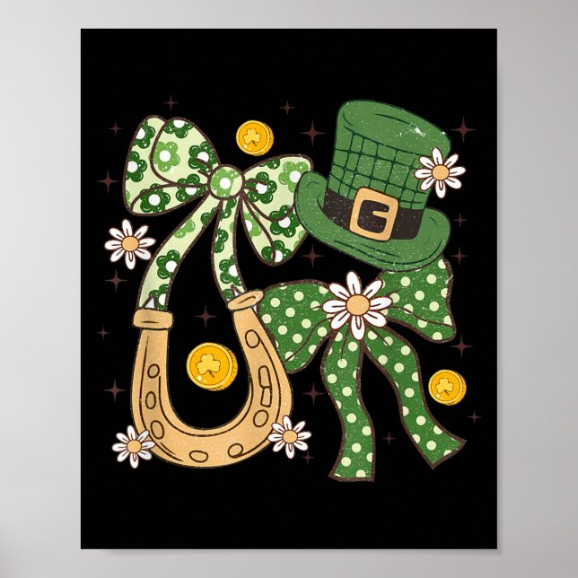 Affiche Fleur de Patricks Coquette, rétro Shamrock Cadeau  (Devant)