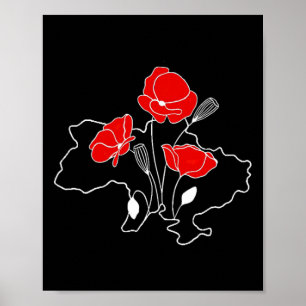 Affiche Fleur de pavot rouge Soutien Ukraine Filles Navy V
