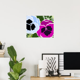 Affiche Fleur de Pensée Bleue