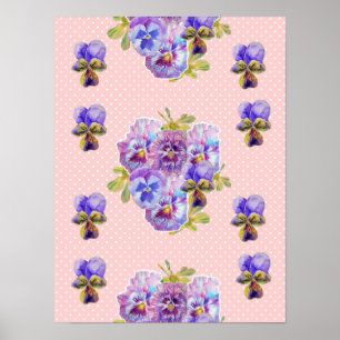 Affiche Fleur de Pensée Rose Pansy Shabby Chic