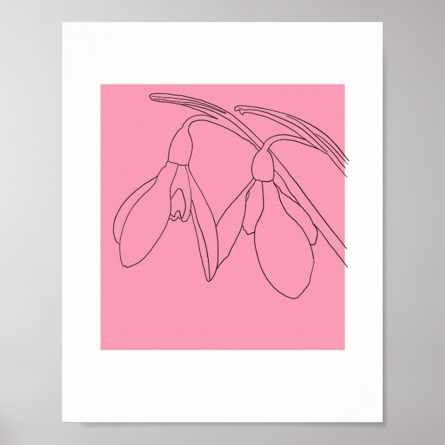 Affiche Fleur de perce-neige rose et noire  (Devant)
