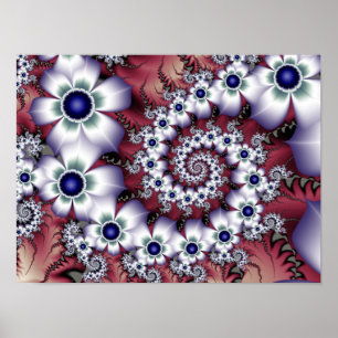 Affiche Fleur de perle de satin Spirale Botanique Fractale
