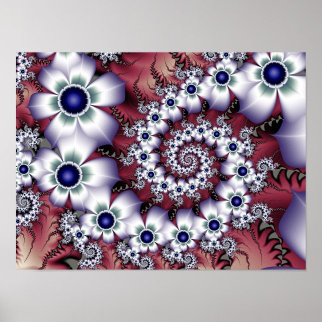 Affiche Fleur de perle de satin Spirale Botanique Fractale (Devant)