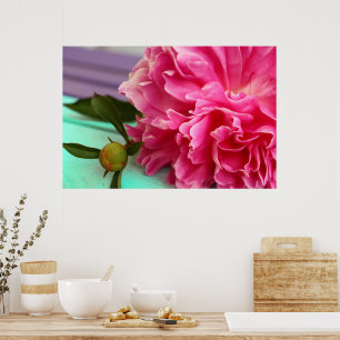 Affiche Fleur de pivoine rose simple et élégant