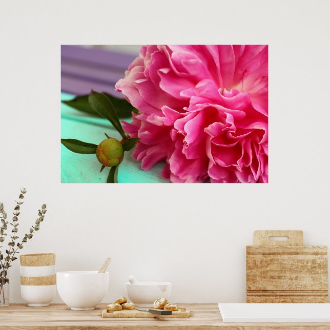 Affiche Fleur de pivoine rose simple et élégant (Cuisine)