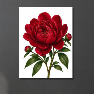 Affiche Fleur de pivoine rouge vue de face