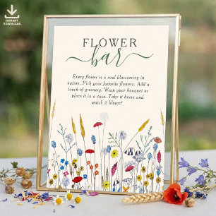 Affiche Fleur de Prairie Fleurie Remerciement Faveur Bar