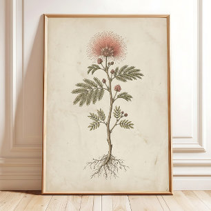 Affiche Fleur de Queue de Renard Vintage Art Antique Ferme