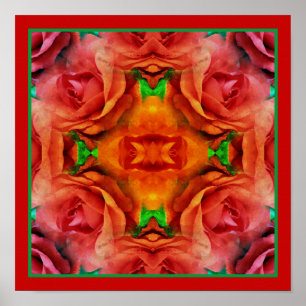 Affiche Fleur de rose rouge Abstraite Nature déprimée