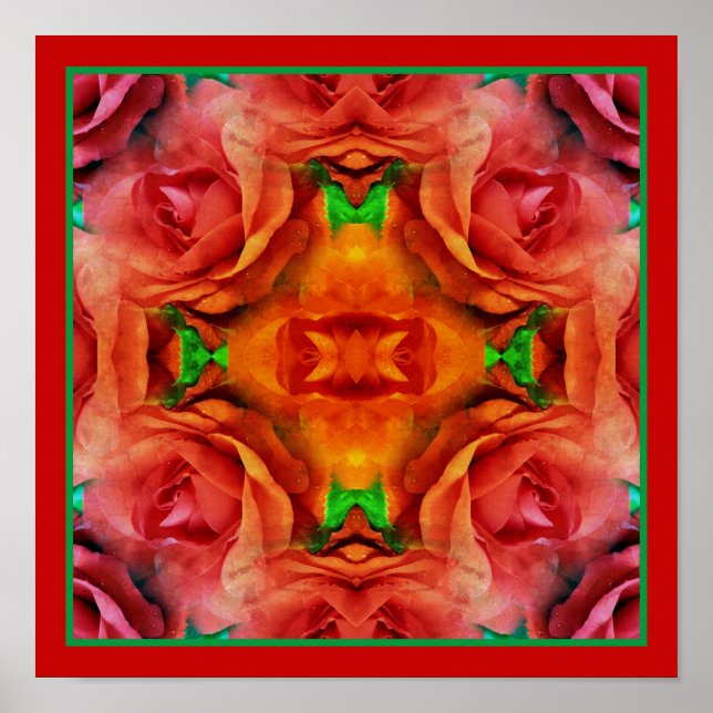 Affiche Fleur de rose rouge Abstraite Nature déprimée (Devant)