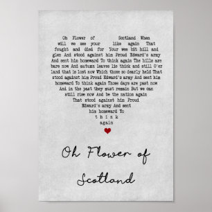 Affiche Fleur De Scotland Grey Heart Chanson Lyrique Impri