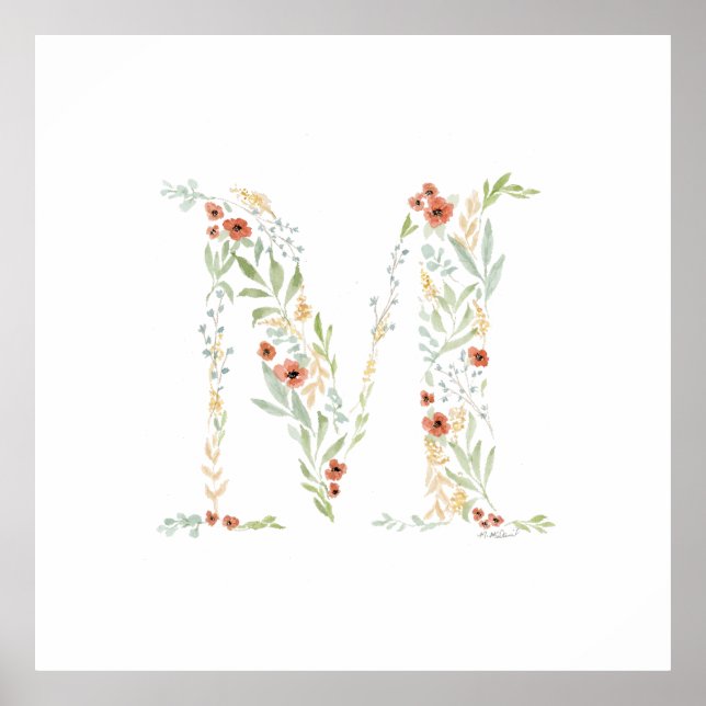 Affiche Fleur de style aquarelle boho  (Devant)