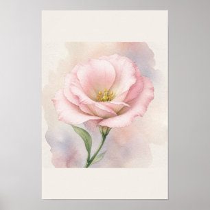 Affiche Fleur de style aquarelle rose minimaliste Art mura