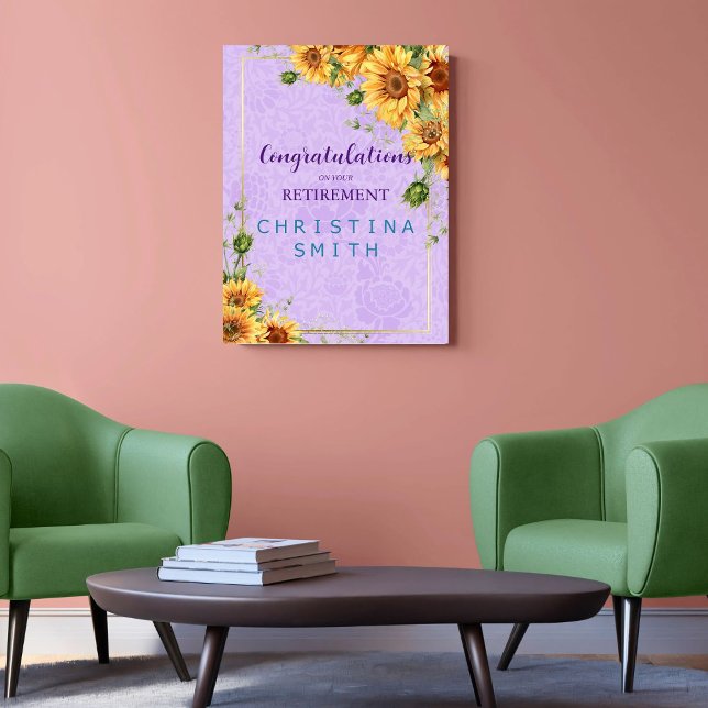 Affiche Fleur de tournesol romantique Parti de retraite (Romantic Sunflower Watercolor Retirement Party)