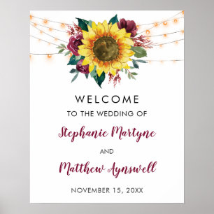 Affiche Fleur de tournesol rustique Mariage