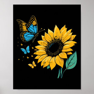 Affiche Fleur de tournesol ukrainienne papillon filles enf