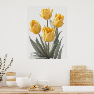 Affiche Fleur de Tulipe Jaune