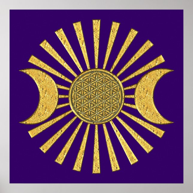 Affiche Fleur de vie avec la lune (Devant)