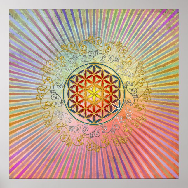 Affiche Fleur de vie / Blume des Lebens - Ornement IV BG (Devant)