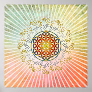 Affiche Fleur de vie / Blume des Lebens - Ornement IV BG