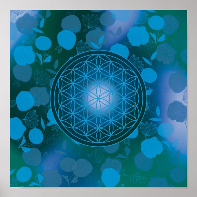 Affiche fleur de vie, chakra,zen,géométrie sacrée, (Devant)