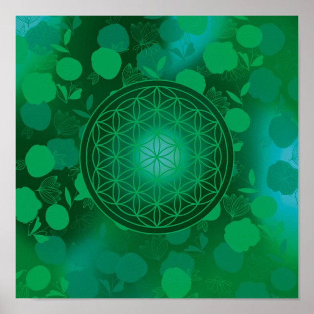Affiche fleur de vie, chakra, zen, géométrique sacrée, pur (Devant)