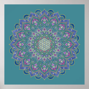 Affiche Fleur de Vie - Mandala de style indien 1