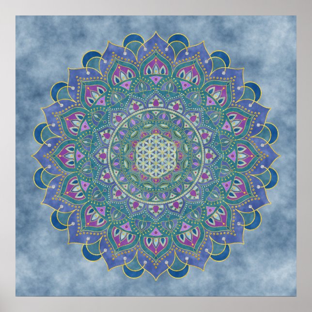 Affiche Fleur De Vie - Mandala India Style 1 (Devant)