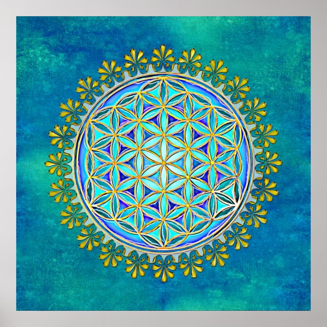 Affiche Fleur De Vie - Ornements Vintages En Fleurs 1 (Devant)