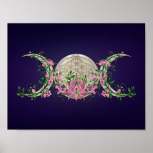 Affiche Fleur de vie Triple Lune Lotus