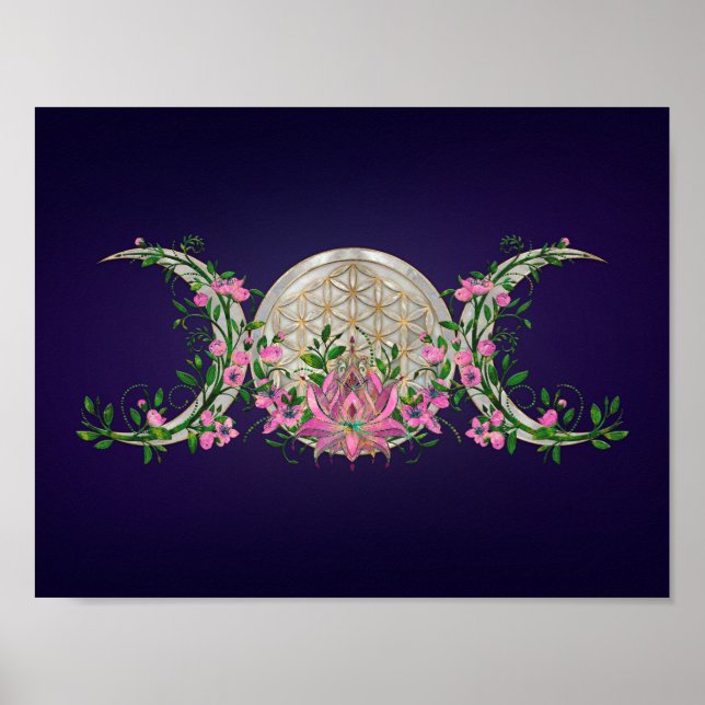 Affiche Fleur de vie Triple Lune Lotus (Devant)