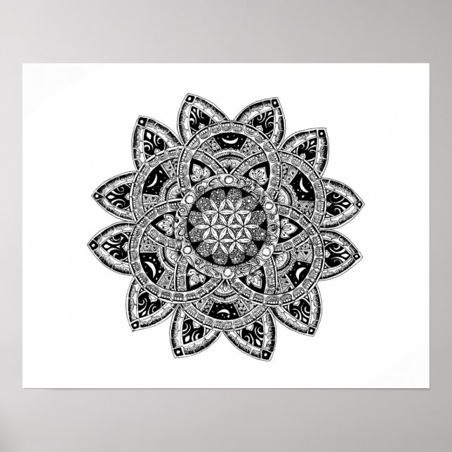 Affiche Fleur de vie zendoodle (Devant)