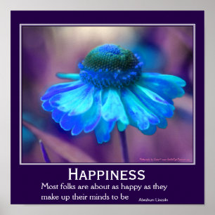 Affiche Fleur de Zinnia Bonheur Citation Inspirante
