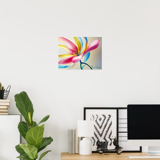 Affiche Fleur d'eau abstraite de magnolia (Bureau à domicile)